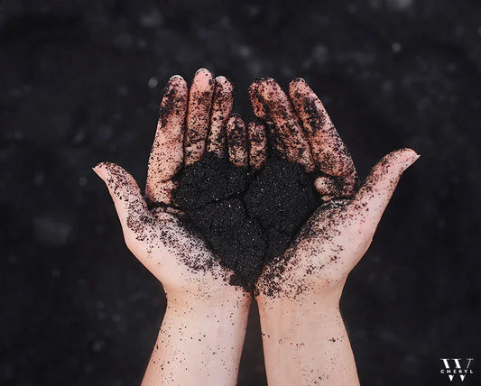 detoxed hands holding a heart shaped soil